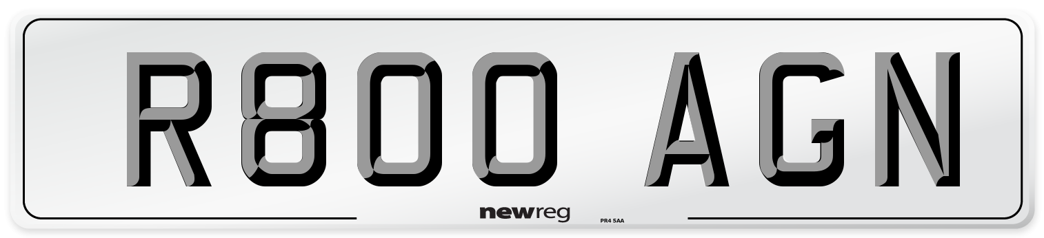 R800 AGN Number Plate from New Reg